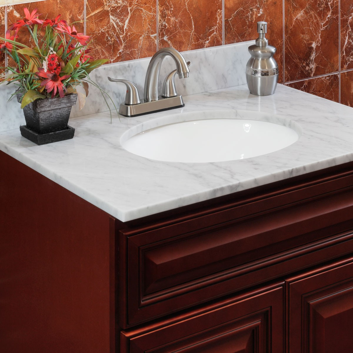 Bathroom Vanity Cabinets With Tops
 Natural Marble Vanity Tops by LessCare Shop Bathroom