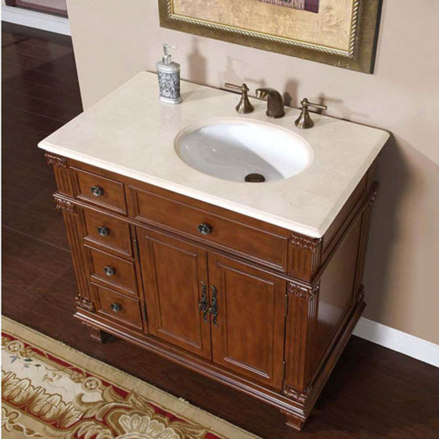 Bathroom Vanity Cabinets With Tops
 36 Inch Single Sink Bathroom Vanity with Cream Marfil