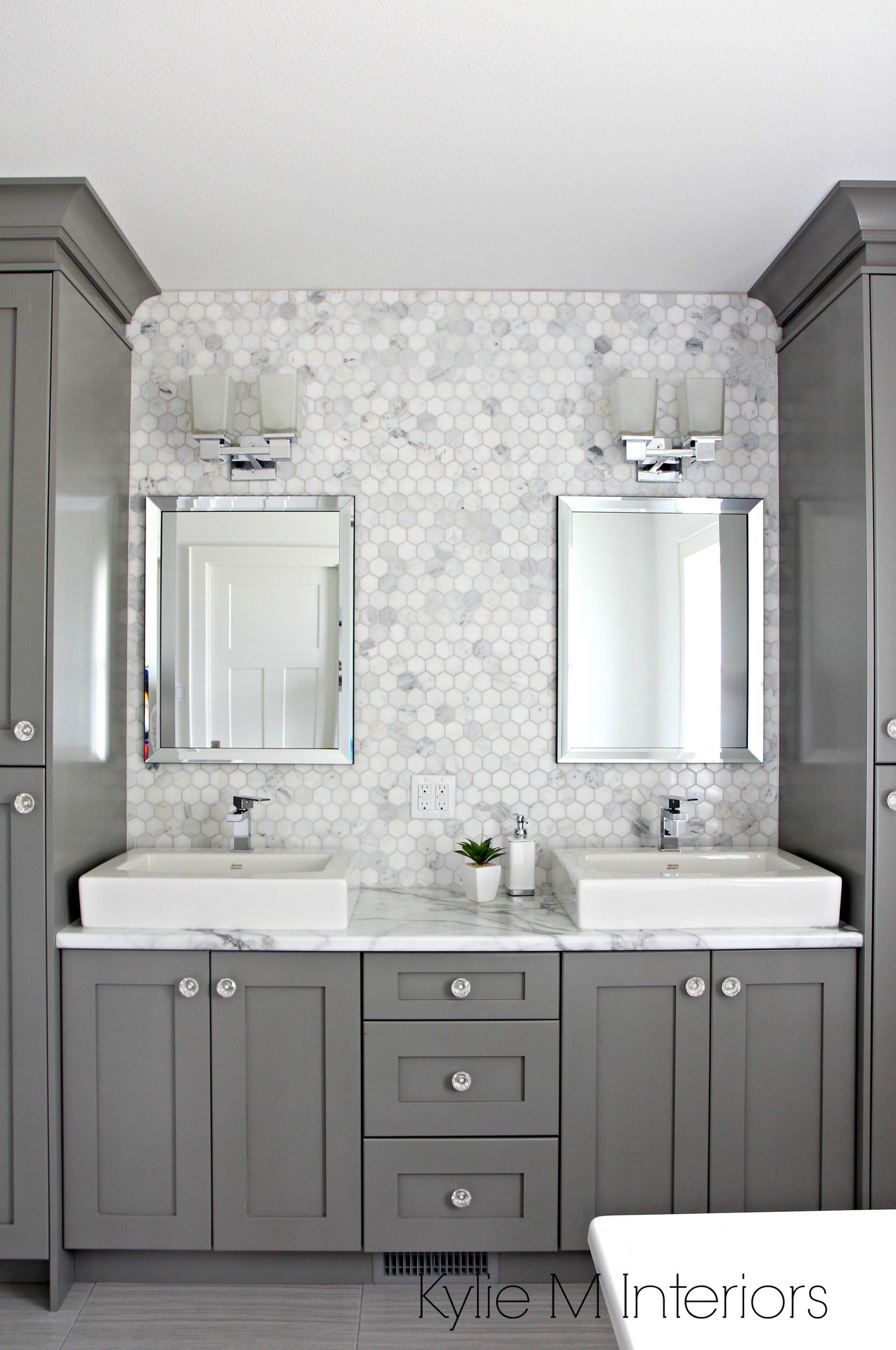 Bathroom Vanity Mirror Ideas
 Double vanity in bathroom painted Benjamin Moore Chelsea