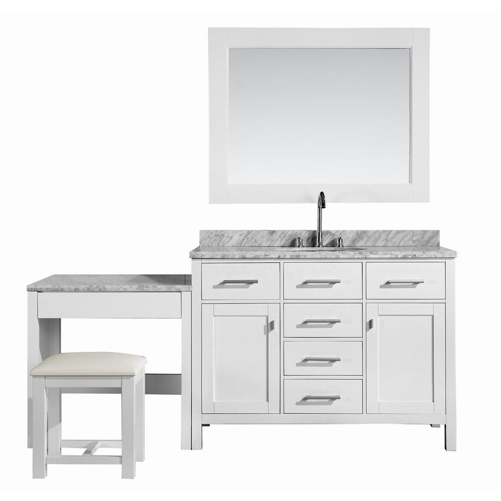 Bathroom Vanity With Makeup Table
 Design Element London 48 in W x 22 in D Vanity in White