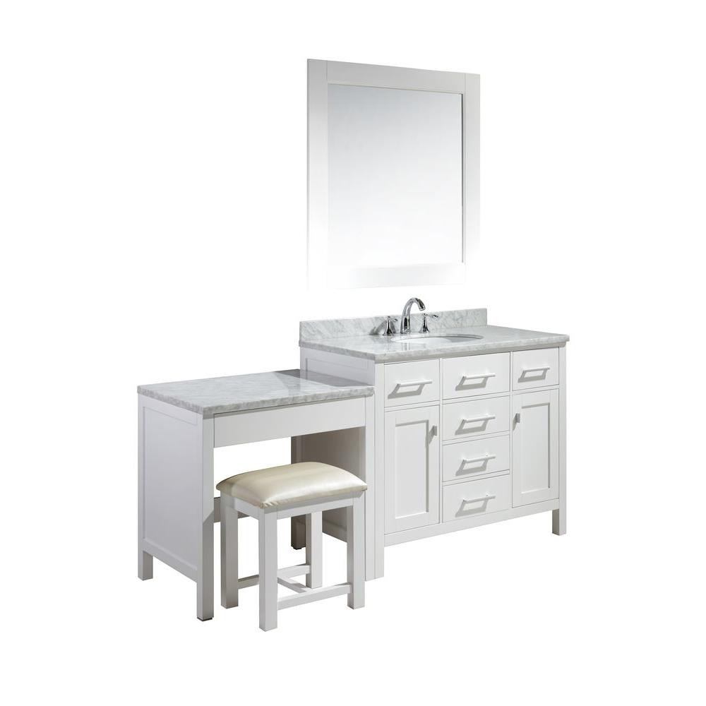 Bathroom Vanity With Makeup Table
 Design Element London 42 in W x 22 in D Vanity in White
