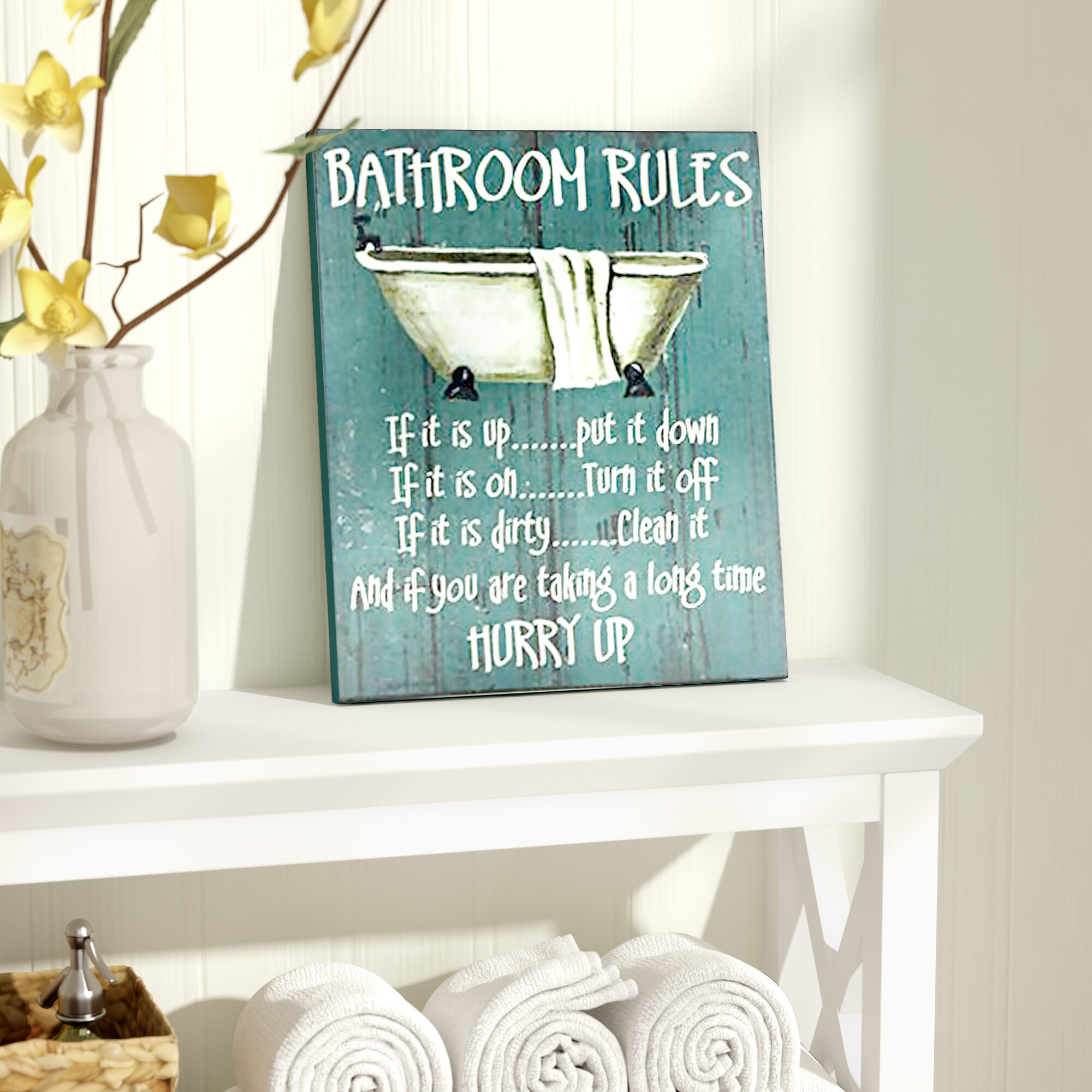 Bathroom Wall Signs
 August Grove Bathroom Rules Textual Art & Reviews