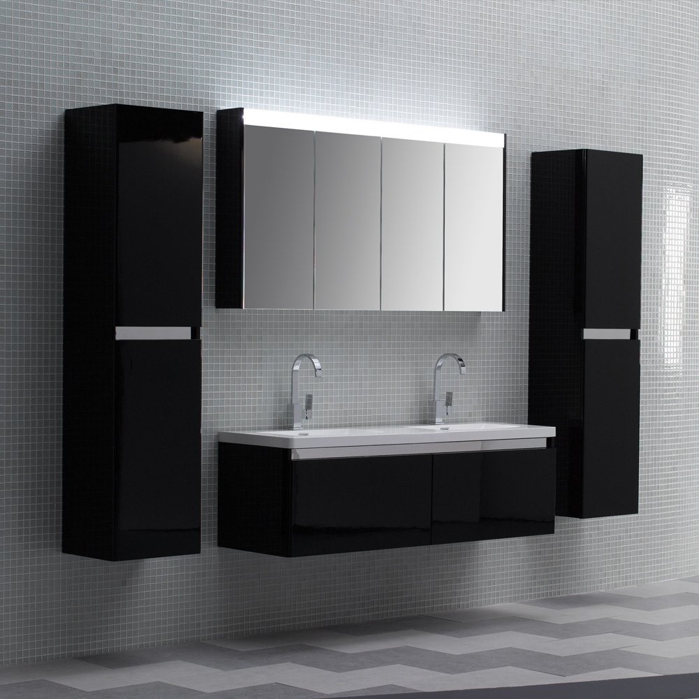 Bathroom Wall Unit
 Lusso Stone Noire Double Designer Bathroom Wall Mounted