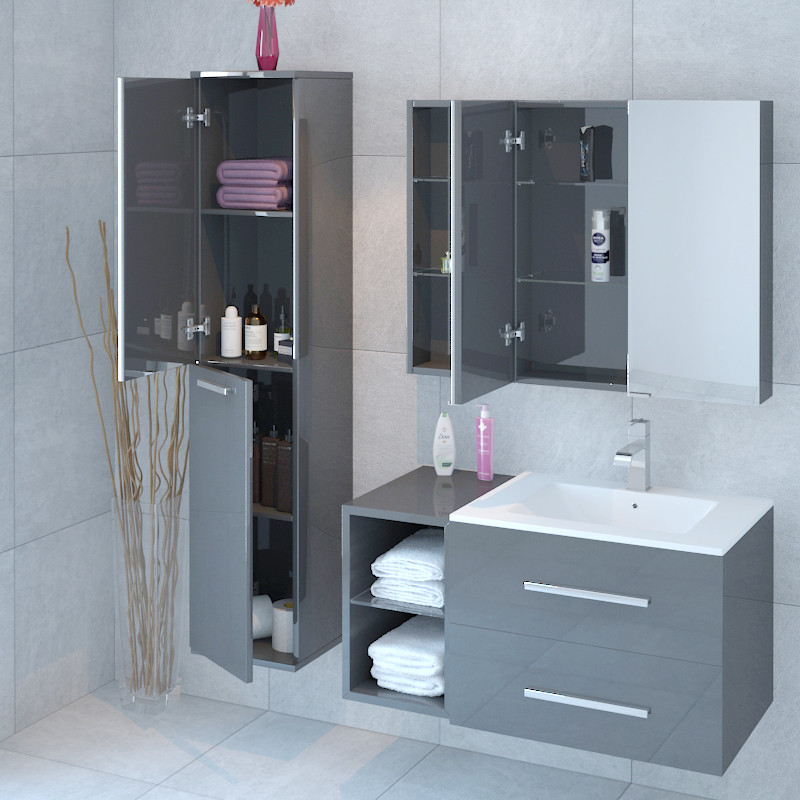 Bathroom Wall Unit
 Bathroom Wall Hung Sonix 890mm Grey Vanity Unit with
