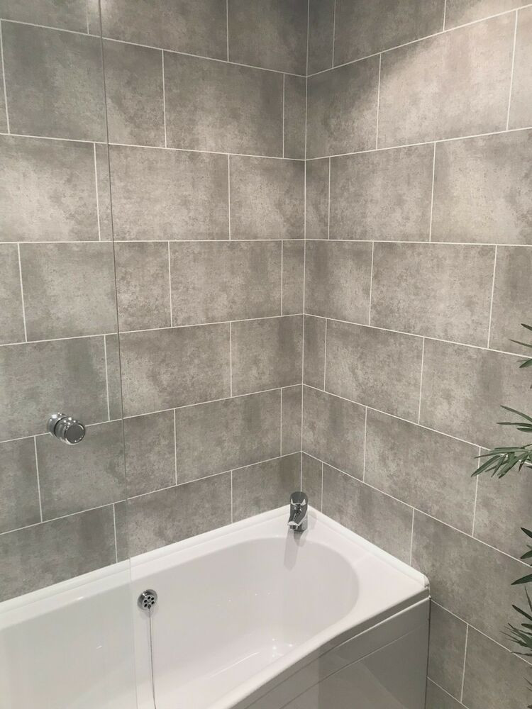 Bathroom Walls Materials
 Cutline Grey Tile Effect Bathroom Wall Panels PVC Shower
