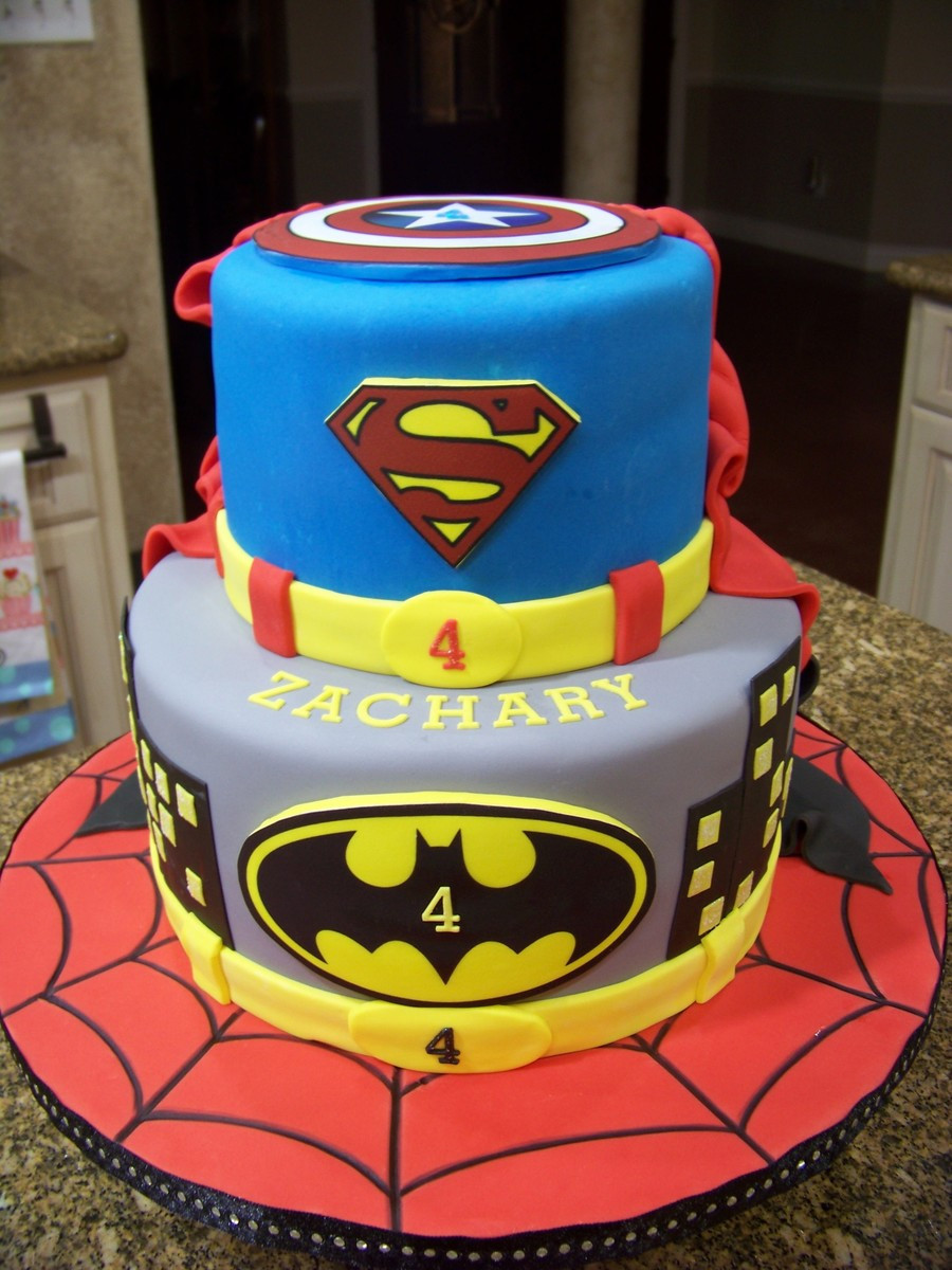 Batman Birthday Cakes
 Superhero Cake Spiderman Batman Superman & Captain