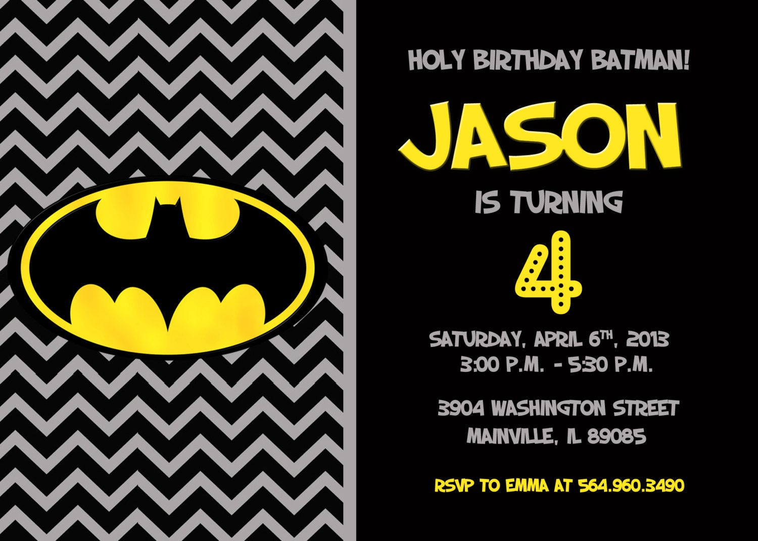 Batman Birthday Party
 Batman Superhero Birthday Party Invitation by