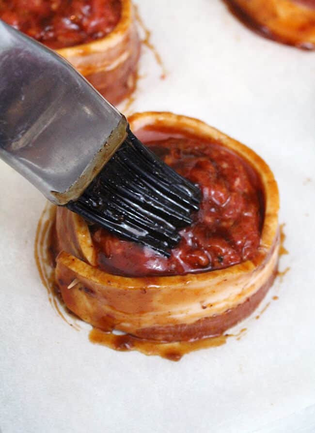 Bbq Bacon Wrapped Meatloaf
 Bacon Wrapped Mini Meatloaves with Boysenberry Barbecue Sauce