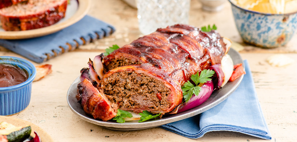 Bbq Bacon Wrapped Meatloaf
 Bacon wrapped BBQ meatloaf