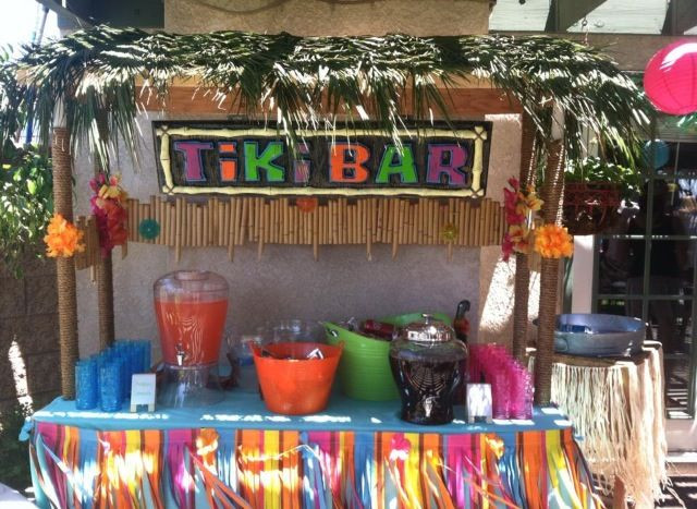 Beach Bar Party Ideas
 Homemade tiki bar for a tropical themed party With