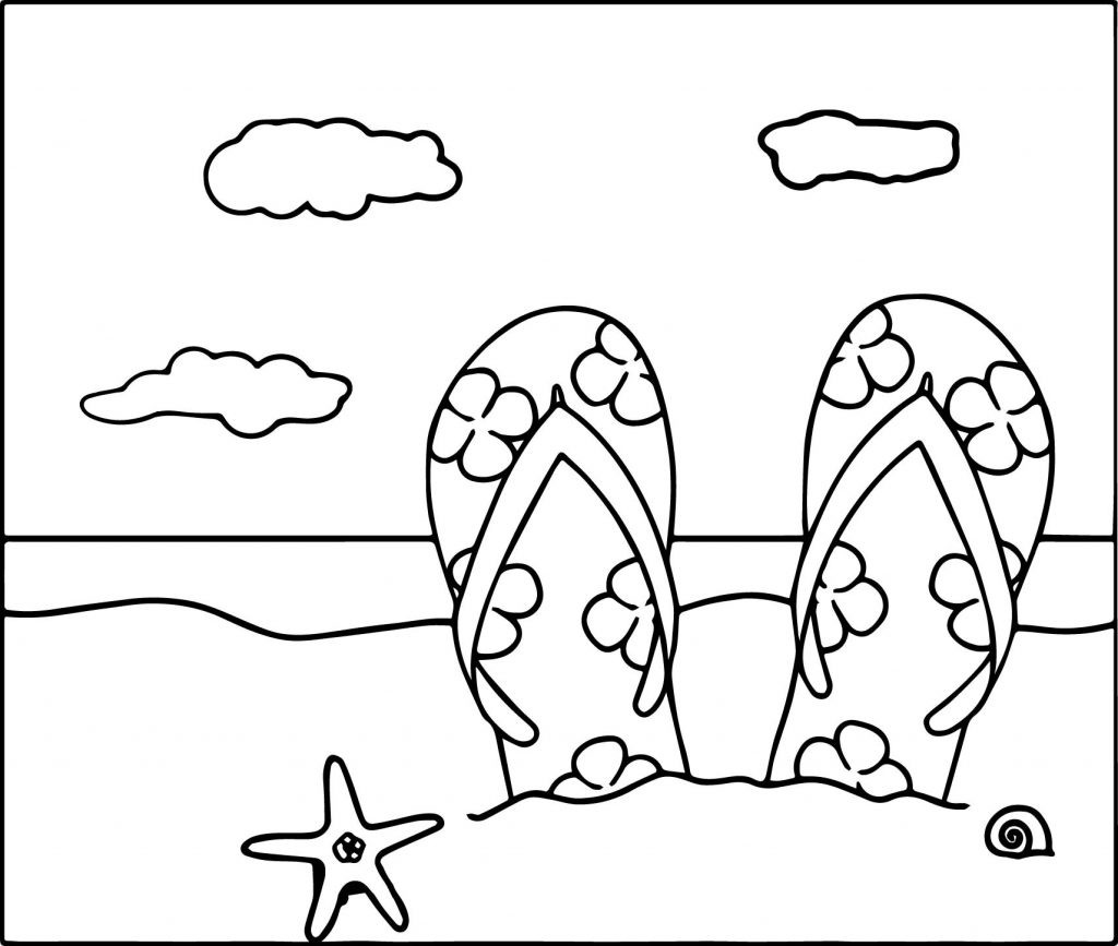 Beach Coloring Pages For Kids
 Beach Shoes Coloring Page