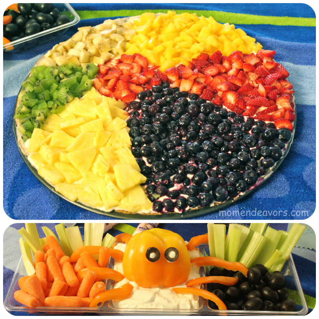 Beach Food Ideas For Party
 Beach Ball Fruit Pizza & Bell Pepper Octopus Veggie Dip