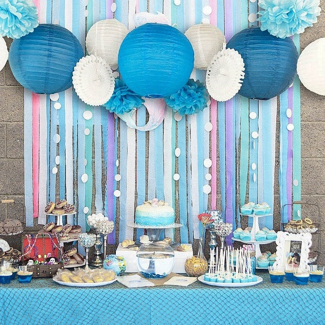Beach House Party Ideas
 Set of 13 Blue Pink Beach Themed Party Under the Sea