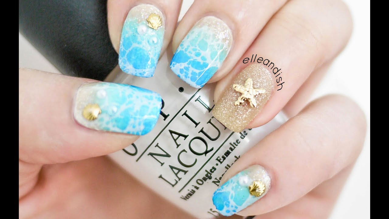 Beach Nail Designs
 Water Spotted Beach Nails 2 Ways