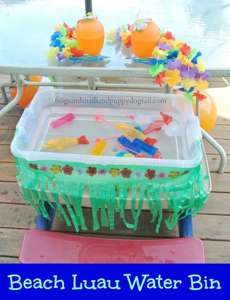 Beach Party Ideas For Preschoolers
 Beach Luau Water Bin Sensory Play For kids FSPDT