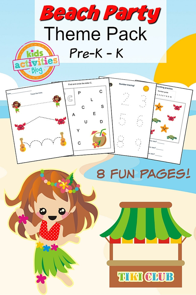 Beach Party Ideas For Preschoolers
 Beach Party Printable Preschool Worksheet Pack