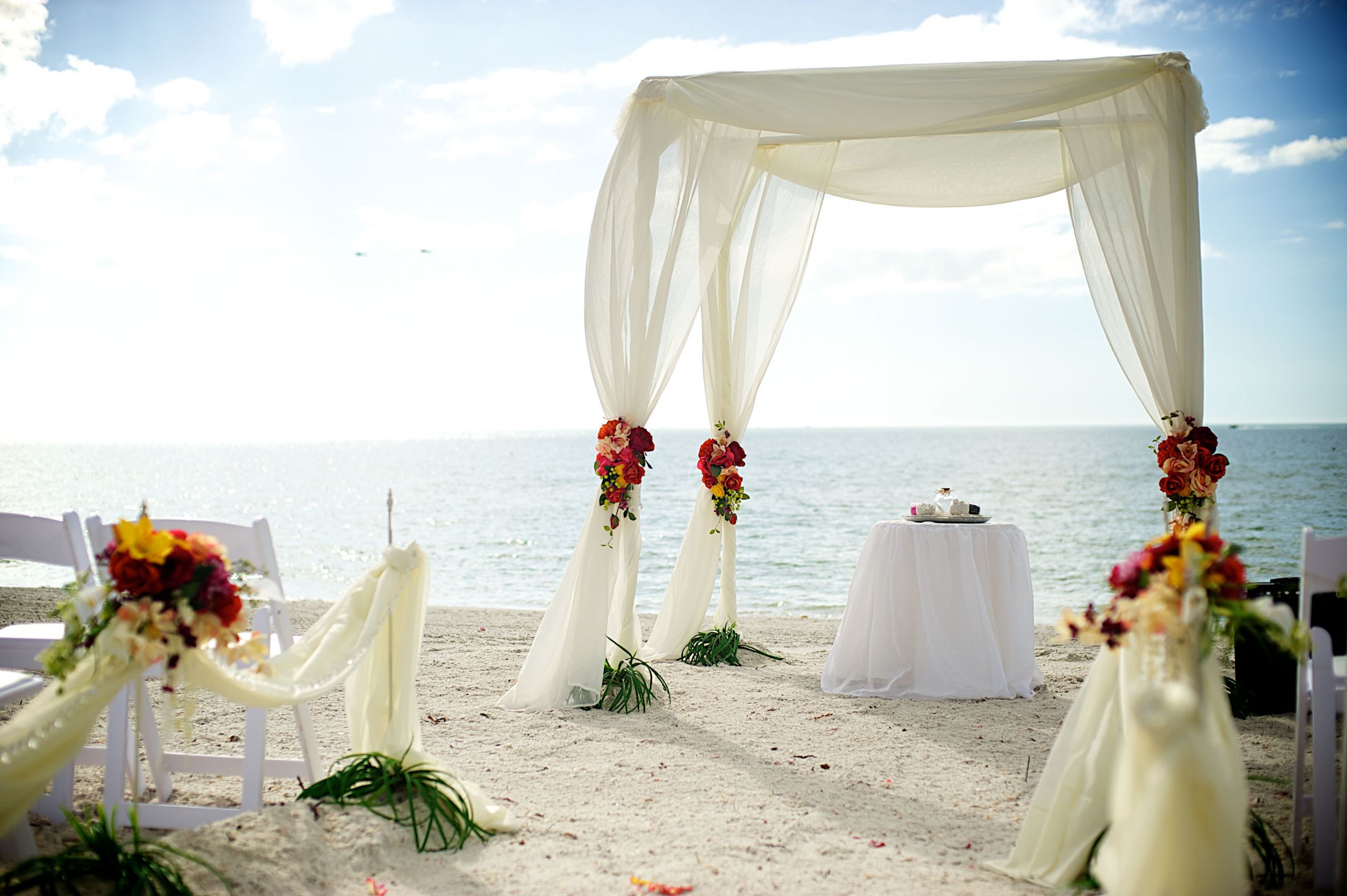 Beach Wedding Decor
 white elegant beach wedding
