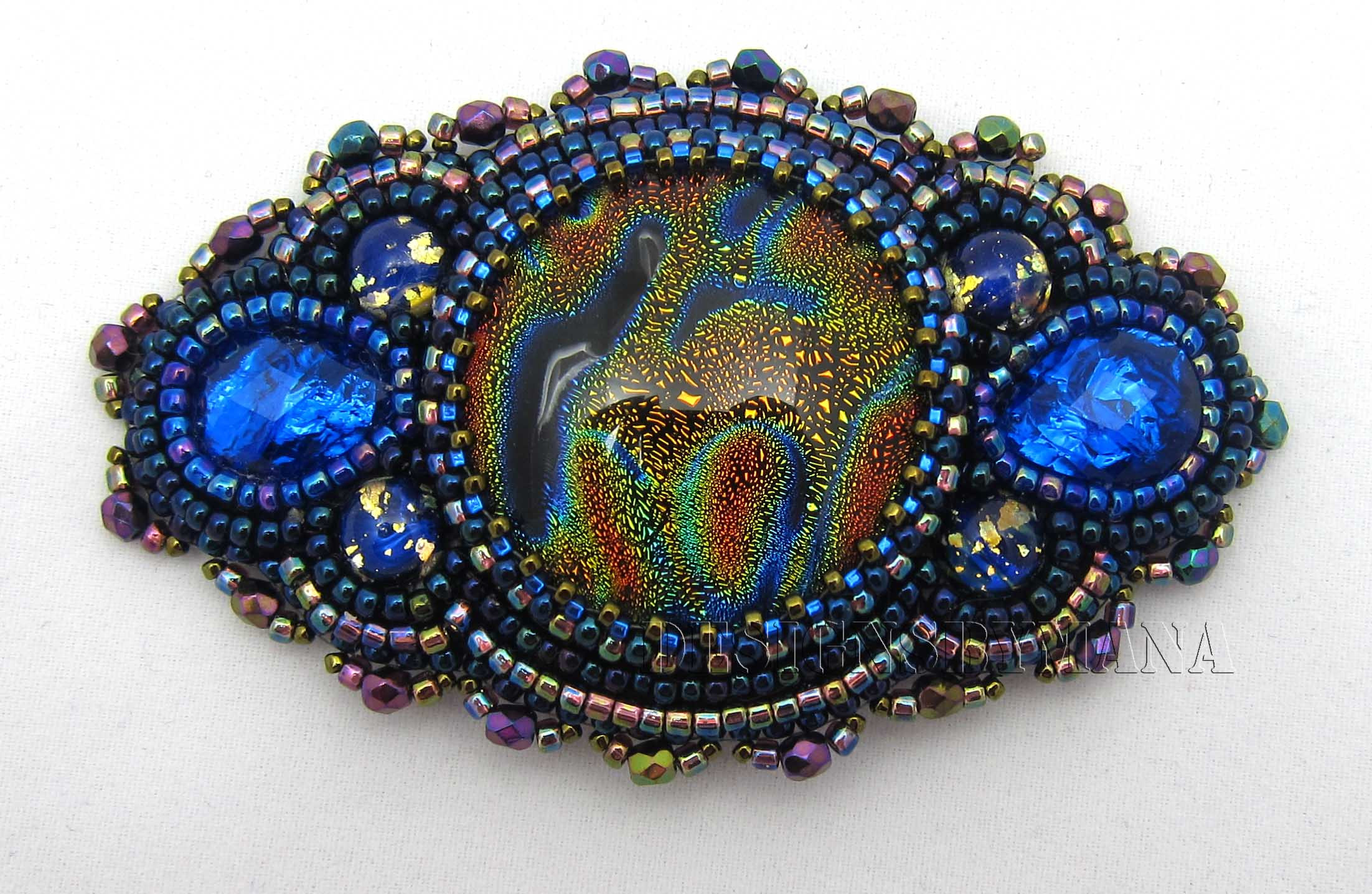 Beaded Brooches
 Beadfeast home of handmade bead embroidered jewelry Blue