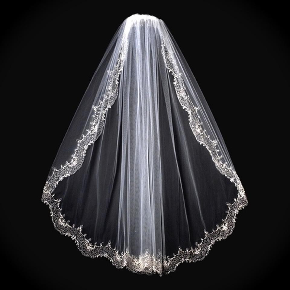 Beaded Wedding Veils Ivory
 Ivory Medium Crystal Vintage Beaded Bridal Veil Tradesy