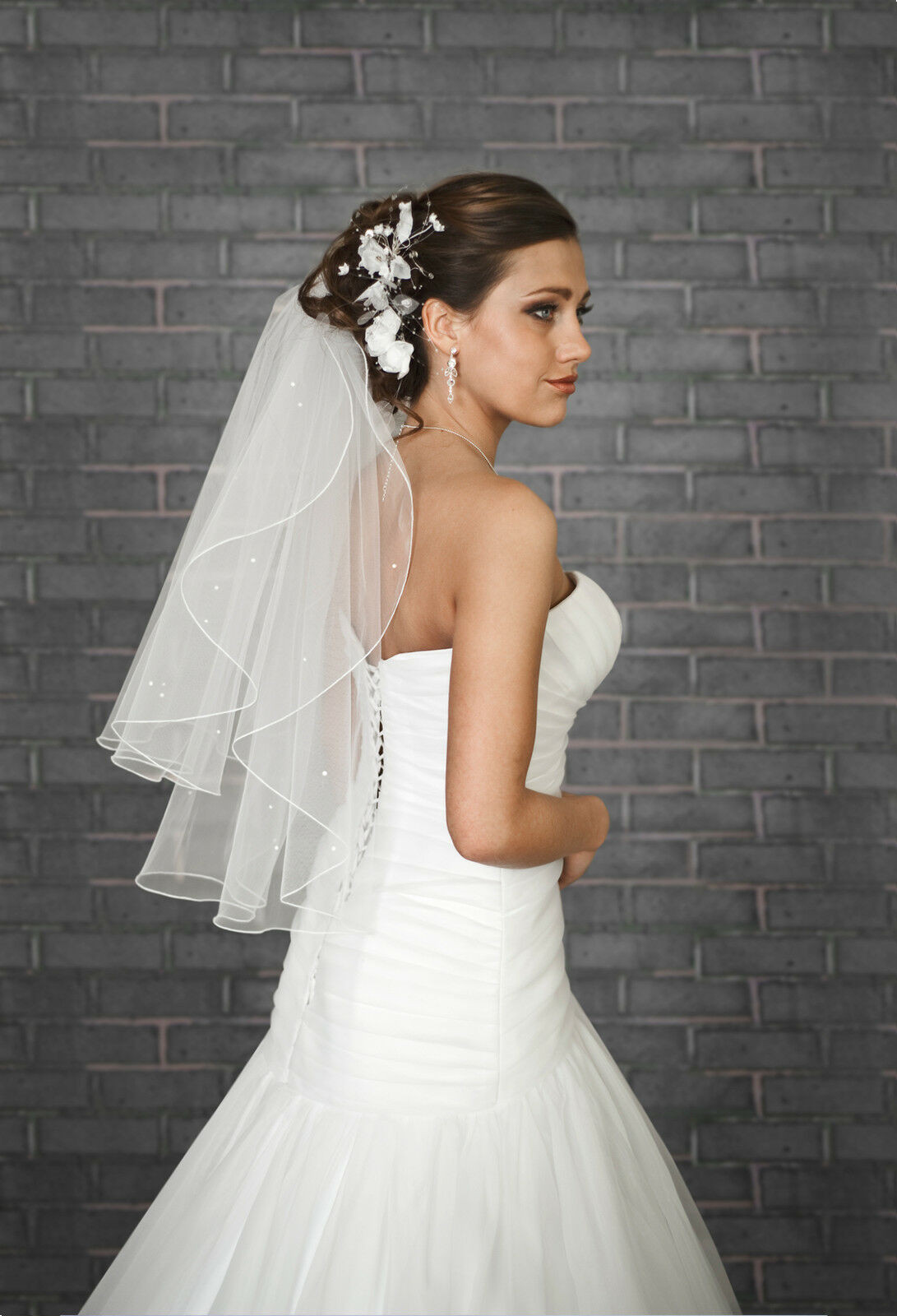 Beaded Wedding Veils Ivory
 NEW Women 2T White Ivory Wedding BEADED Bridal Veil