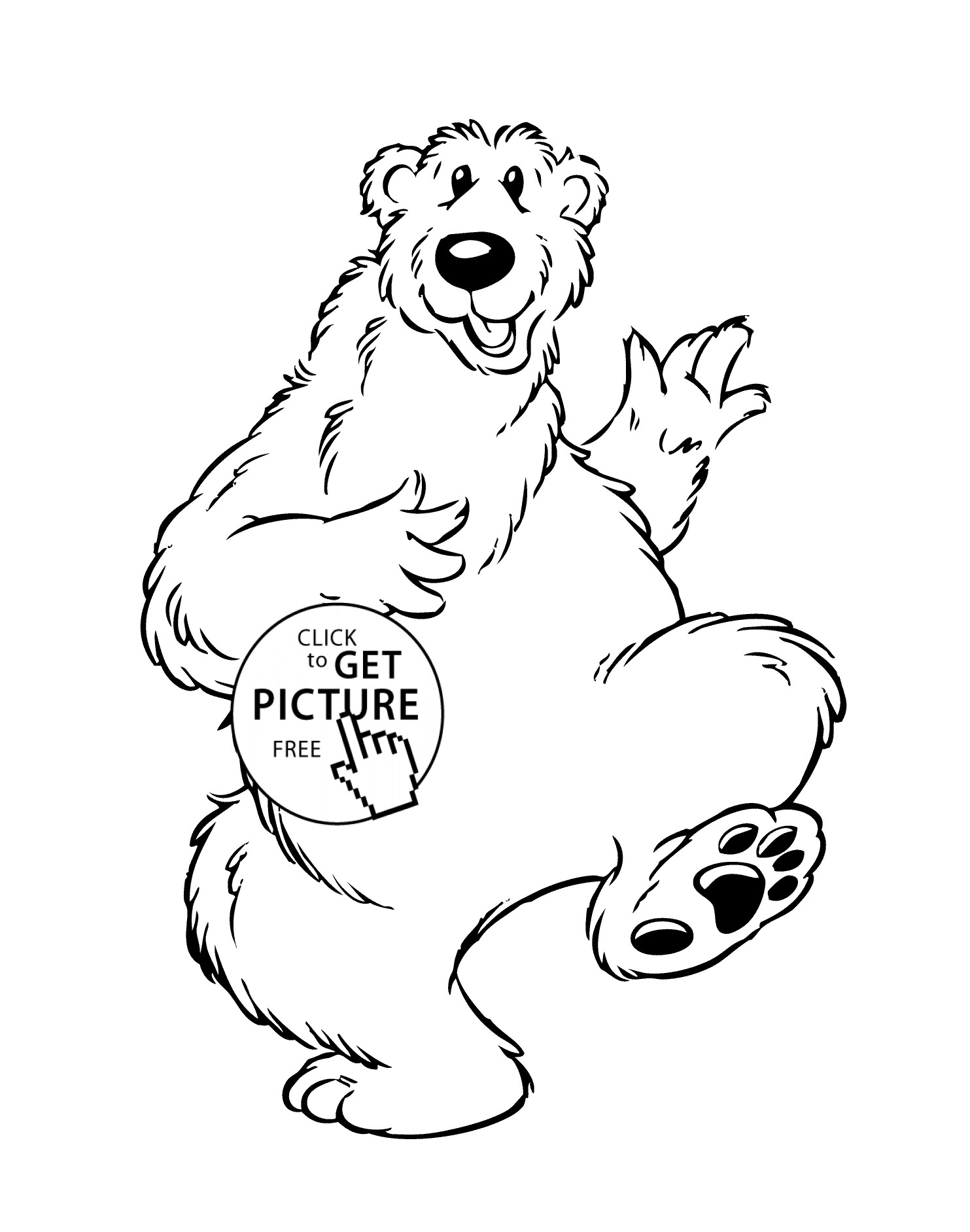 Bear Coloring Pages For Kids
 Funny bear cartoon animals coloring pages for kids
