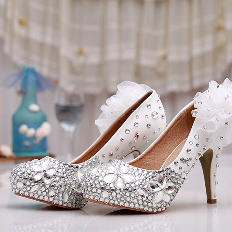 Beautiful Wedding Shoes
 2016 handmade White rhinestone wedding shoes beautiful