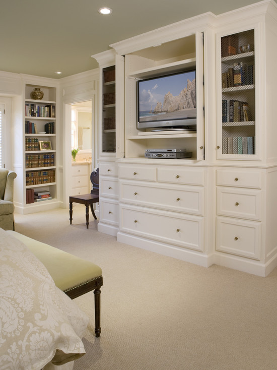 Bedroom Built In Cabinets
 built ins facing bed w cabinet for hiding tv I LOVE the