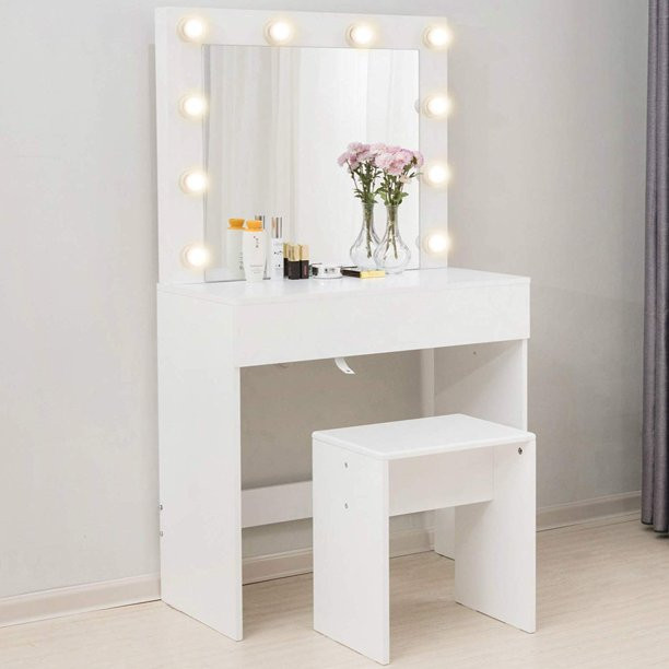 Bedroom Vanity Set With Lights
 Mecor Makeup Vanity Table w 10 LED Lights Mirror Vanity