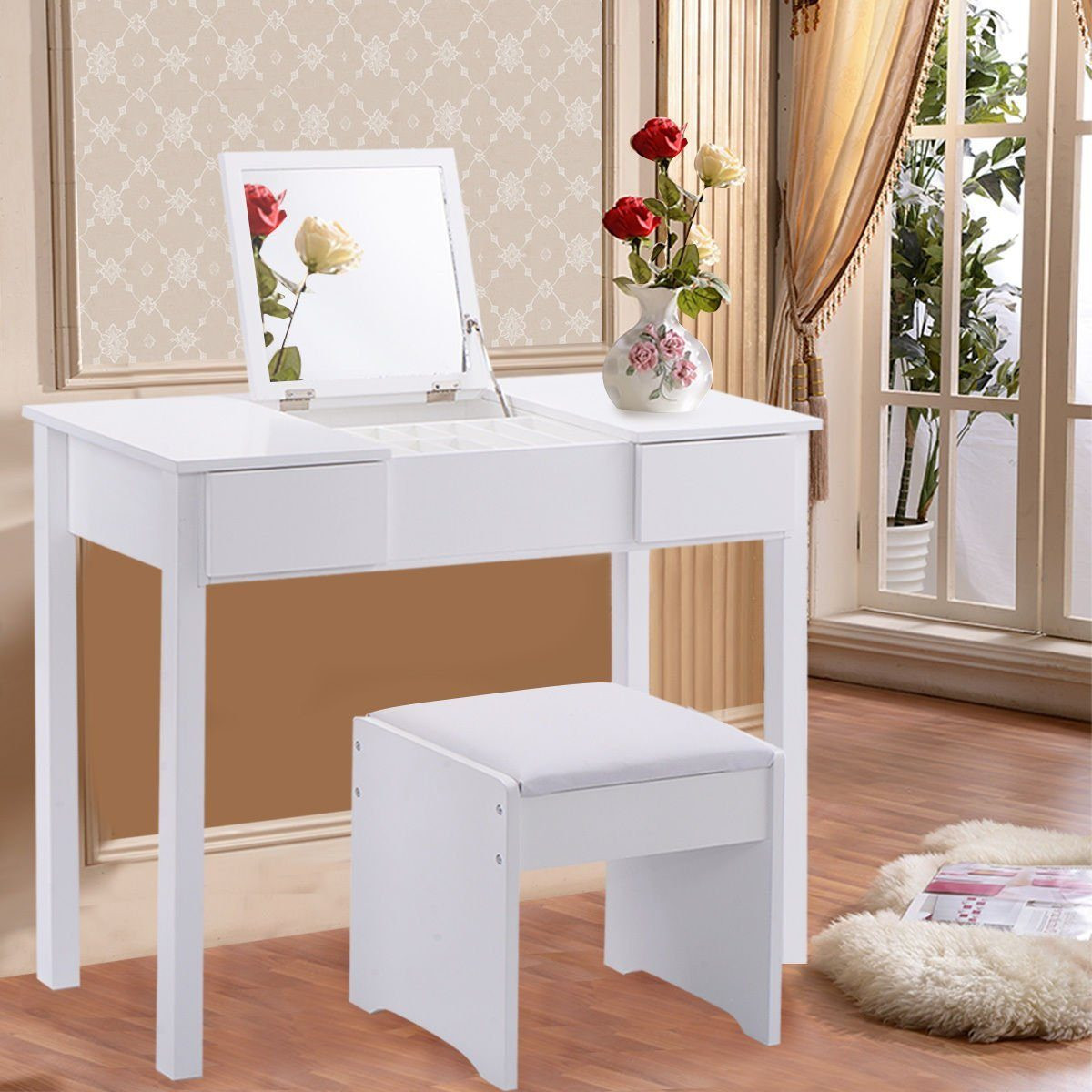Bedroom Vanity Set With Lights
 Vanity Set Hollywood Modern Table With Storage Lights For