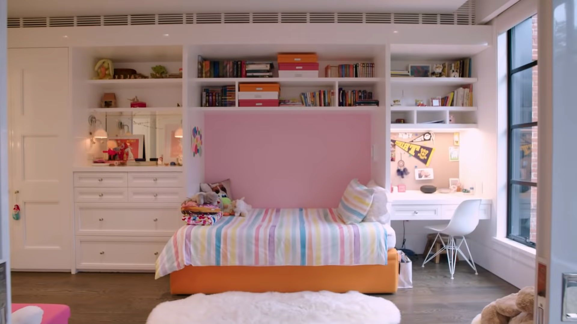 Bedroom Wall Units With Drawers
 Pink And White Bedroom Wall Units With Drawers Shelves And