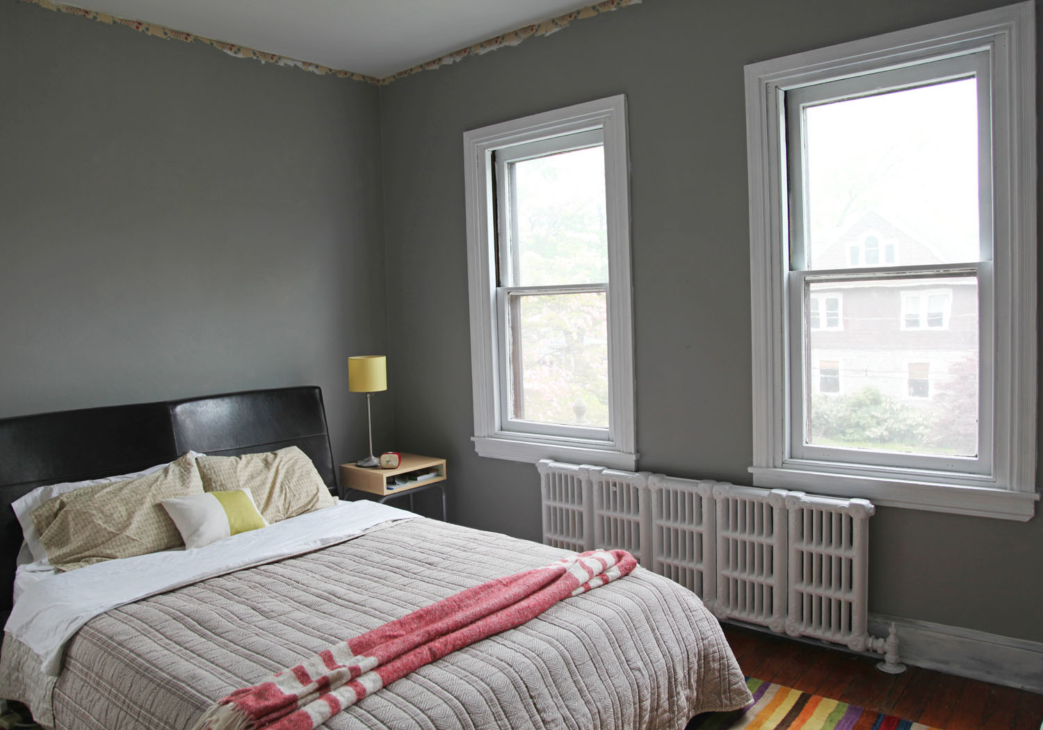 Bedroom With Grey Walls
 Master Bedroom New Gray Wall Color & White Trim