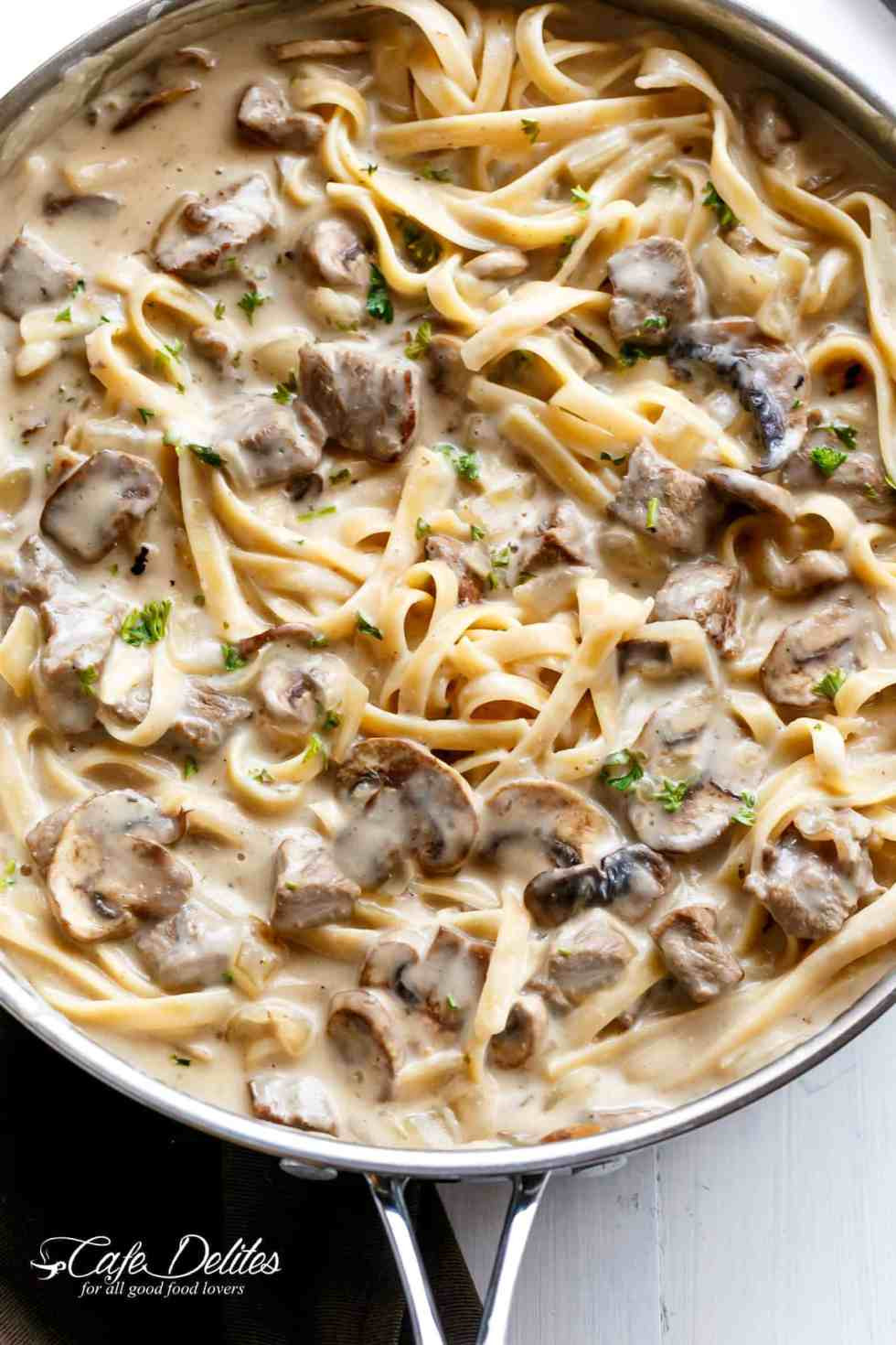 Beef And Noodles Recipe Cream Of Mushroom Soup
 Creamy Beef and Mushroom Stroganoff Cafe Delites