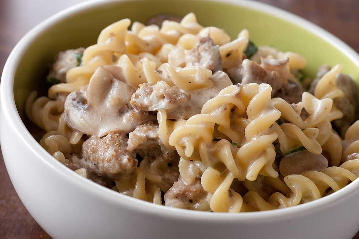 Beef And Noodles Recipe Cream Of Mushroom Soup
 Creamy Mushroom and Sausage Pasta Life s Ambrosia