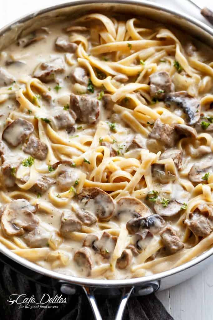 Beef And Noodles Recipe Cream Of Mushroom Soup
 Creamy Beef and Mushroom Stroganoff Cafe Delites
