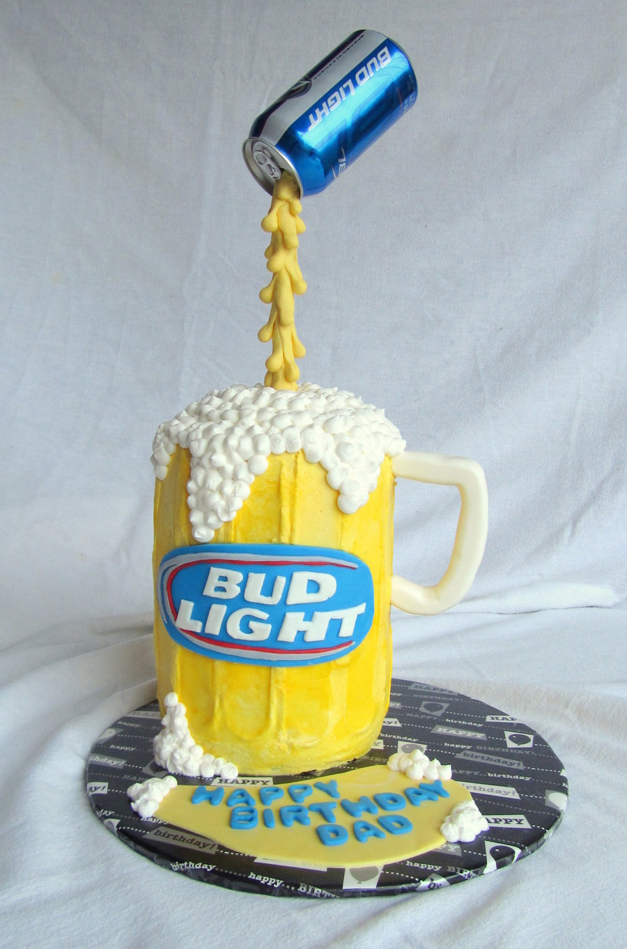 Beer Can Birthday Cake
 Bud Light Pouring Beer Can Cake CakeCentral