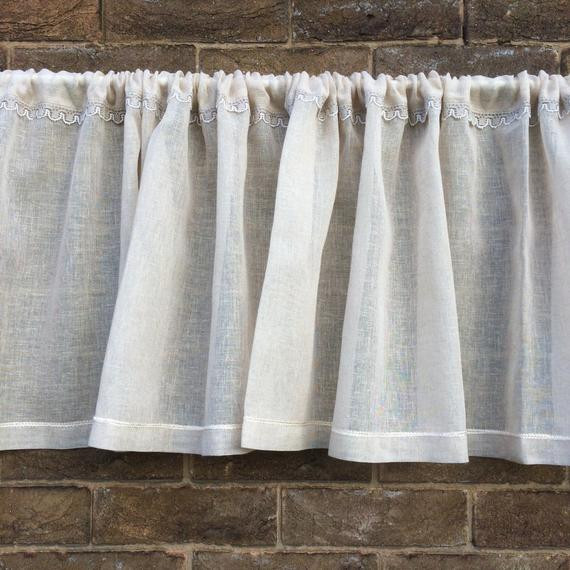 Beige Kitchen Curtains
 Natural Linen Lace Valance Sheer Beige Kitchen Curtain