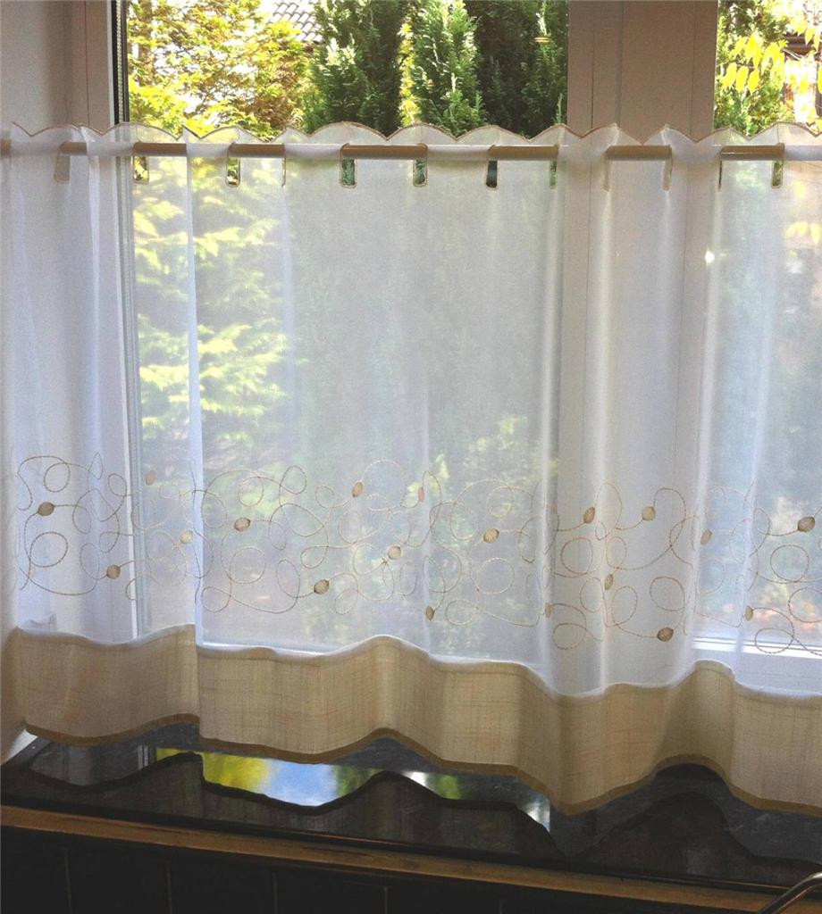 Beige Kitchen Curtains
 JAZZ BEIGE RETRO SWIRL VOILE CAFE NET CURTAIN PANEL