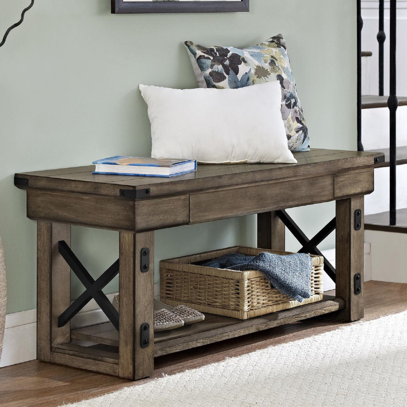 Bench For Entryway With Storage
 Entryway Storage Bench Rustic Hallway from cindictc on eBay