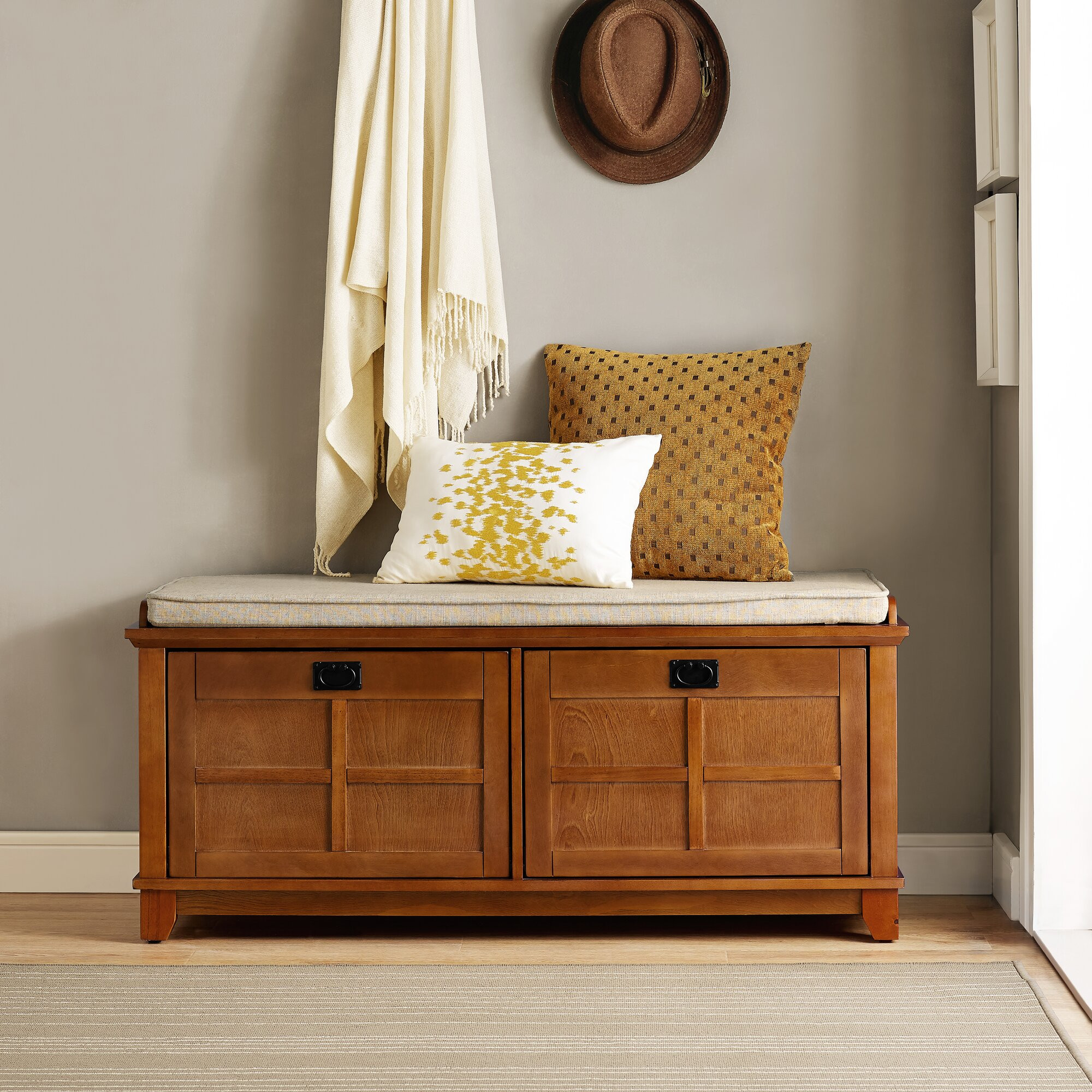 Bench For Entryway With Storage
 Haddam Fabric Storage Entryway Bench & Reviews