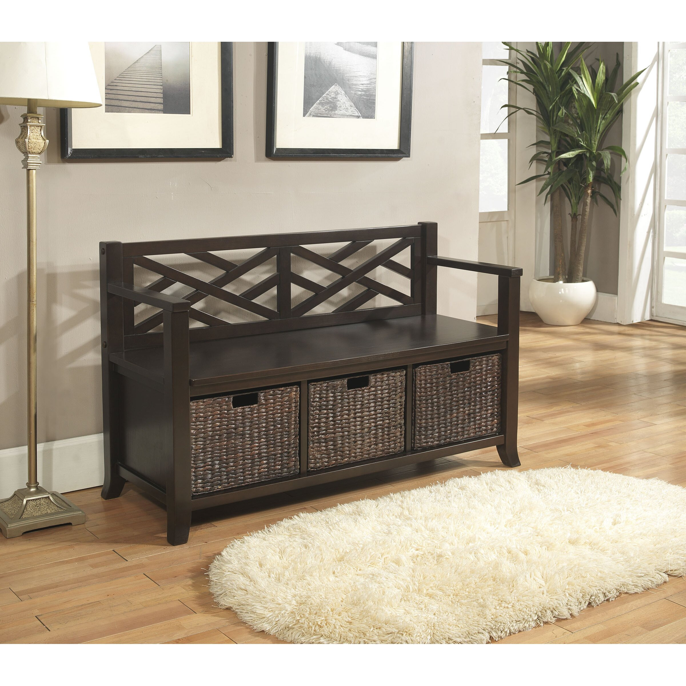 Bench For Entryway With Storage
 Simpli Home Adrien Entryway Storage Bench & Reviews