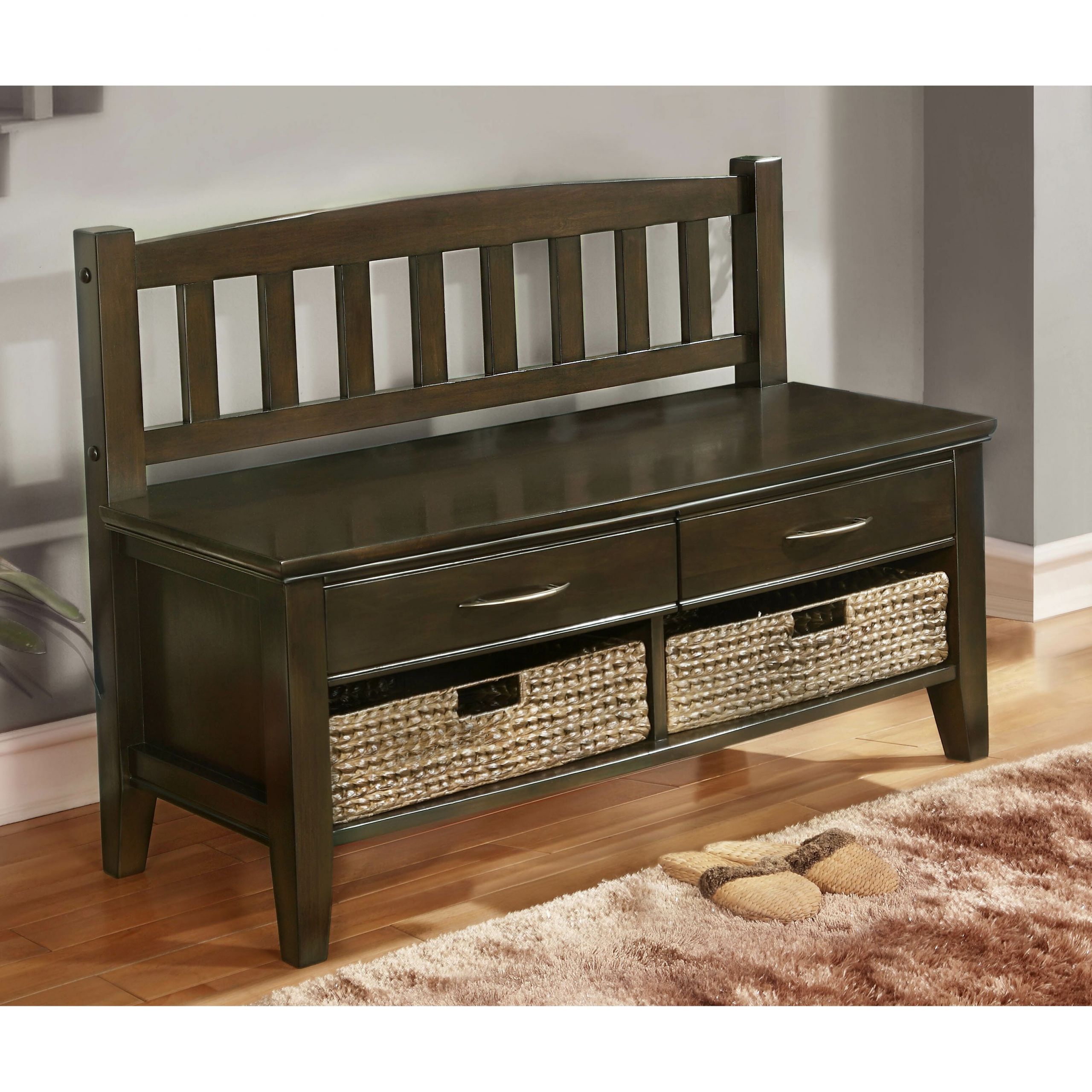 Bench For Entryway With Storage
 Williamsburg Wood Storage Entryway Bench with Drawers and
