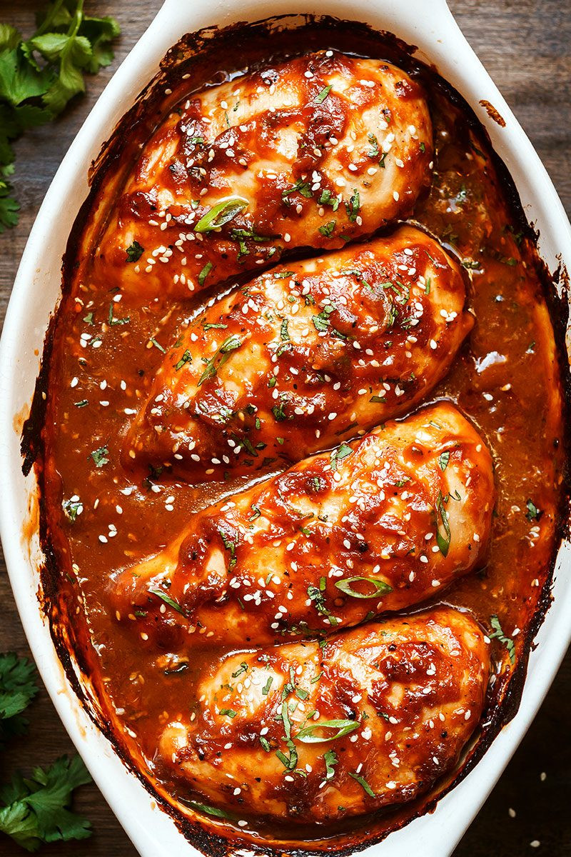 Best Baked Chicken Breast
 Baked Chicken Breasts with Sticky Honey Sriracha Sauce