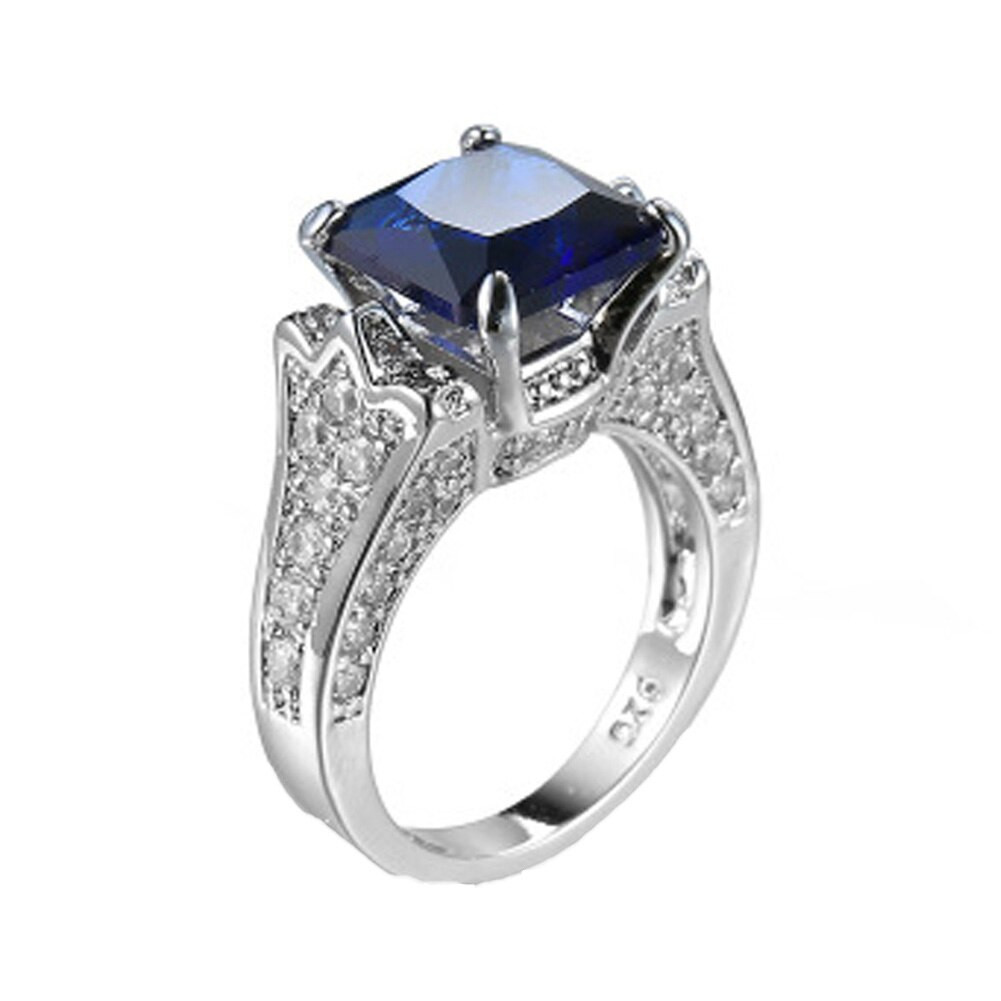 Best Wedding Rings For Women
 Top Quality Square Cut Navy Blue Crystal Rings For Women