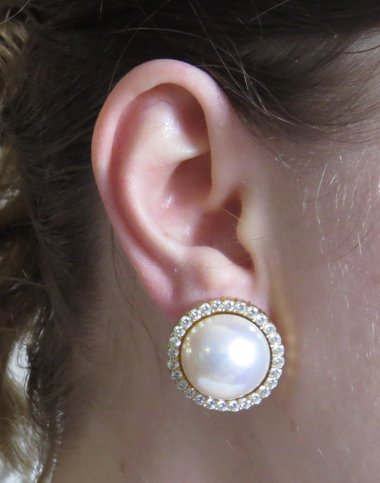 Big Earring
 Impressive Pearl Diamond Gold Earrings at 1stdibs