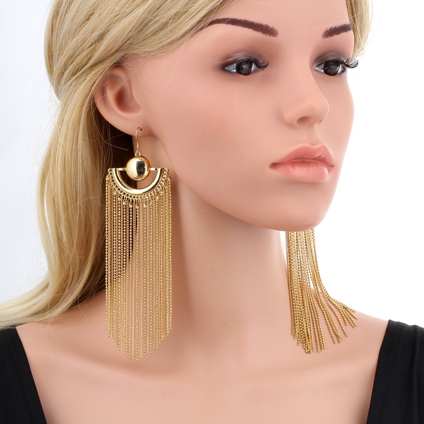 Big Earring
 Aliexpress Buy Gold Plated Chain Beads Tassel Drop