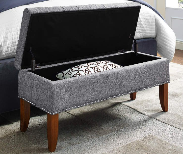 Big Lots Storage Bench
 Gray Button Tufted Storage Bed Bench