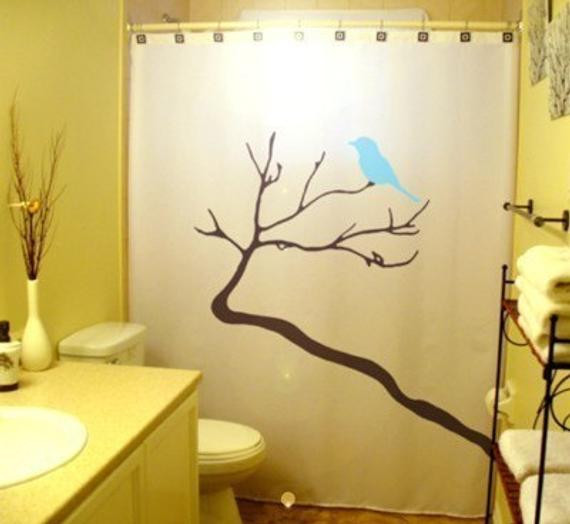 Bird Bathroom Decor
 Blue Bird Shower Curtain Tree Bathroom Decor Kids Bath Branch