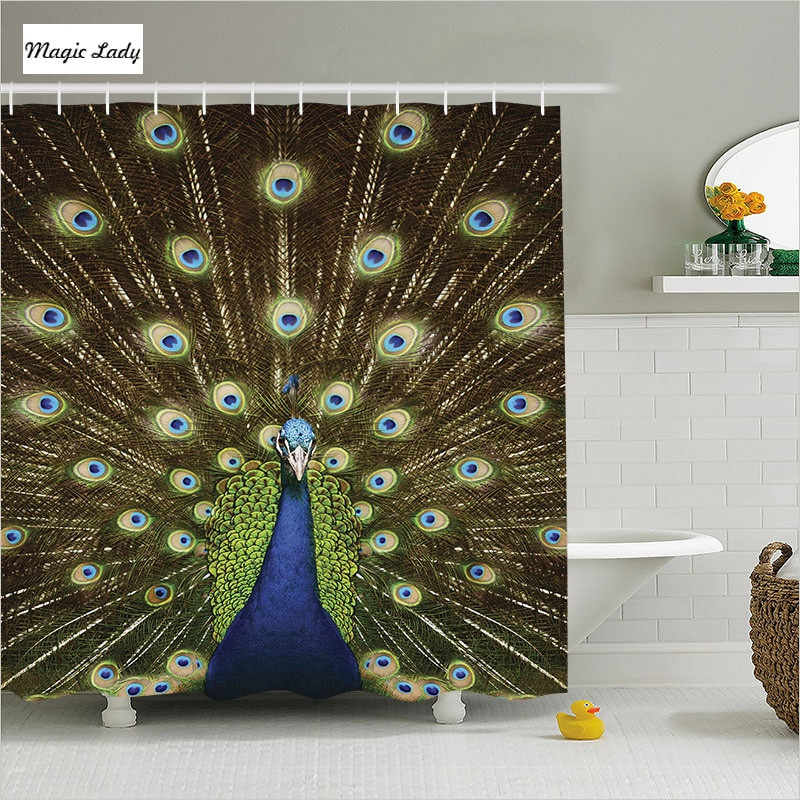 Bird Bathroom Decor
 Shower Curtain Bird Bathroom Accessories Feathers Peacocks