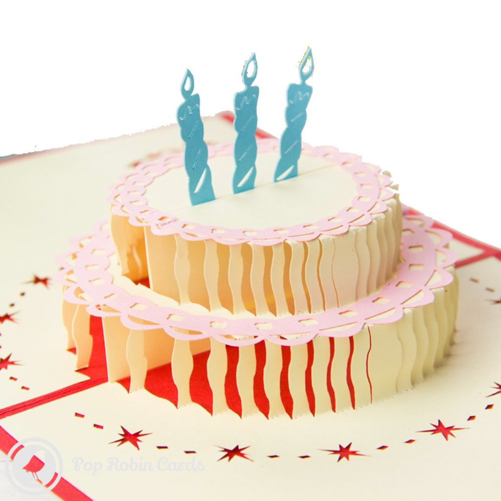 Birthday Cake Cards
 Birthday Cake with Candles and Butterfly 3D Pop up