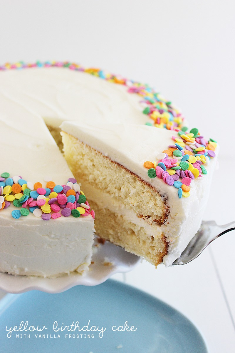 Birthday Cake Frosting
 Yellow Birthday Cake with Vanilla Frosting